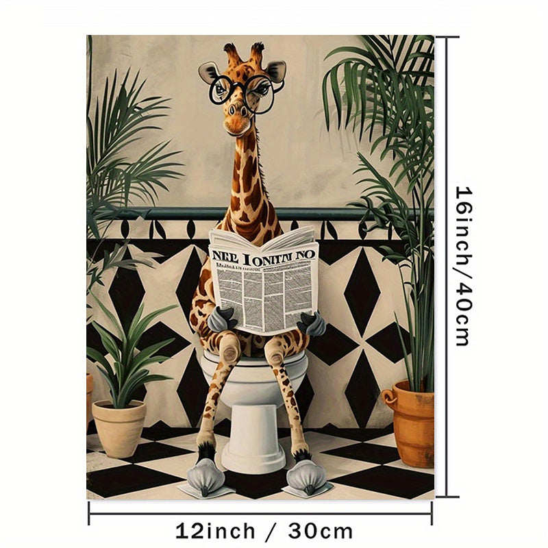 Giraffe on Toilet - Wall Art