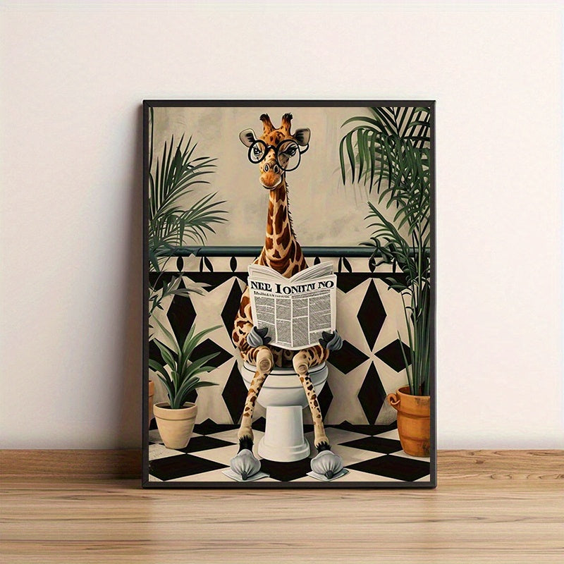 Giraffe on Toilet - Wall Art