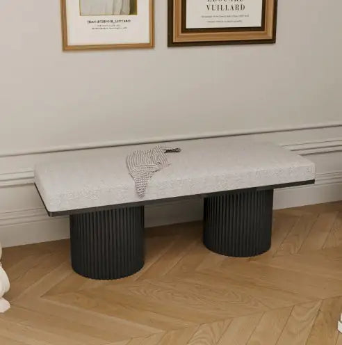Boucle Sofa Bench With Black Chunky Legs