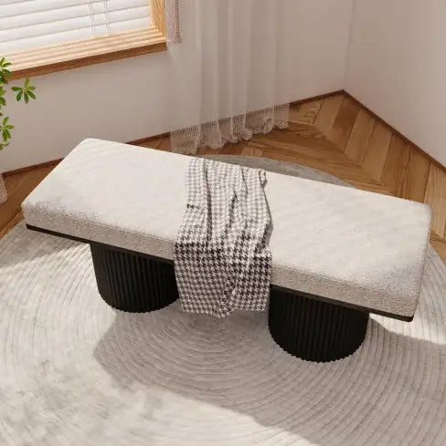 Boucle Sofa Bench With Black Chunky Legs