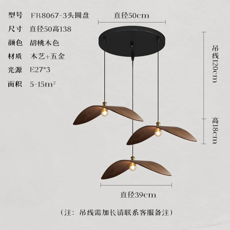 Solid Wood Pendant Wall Light