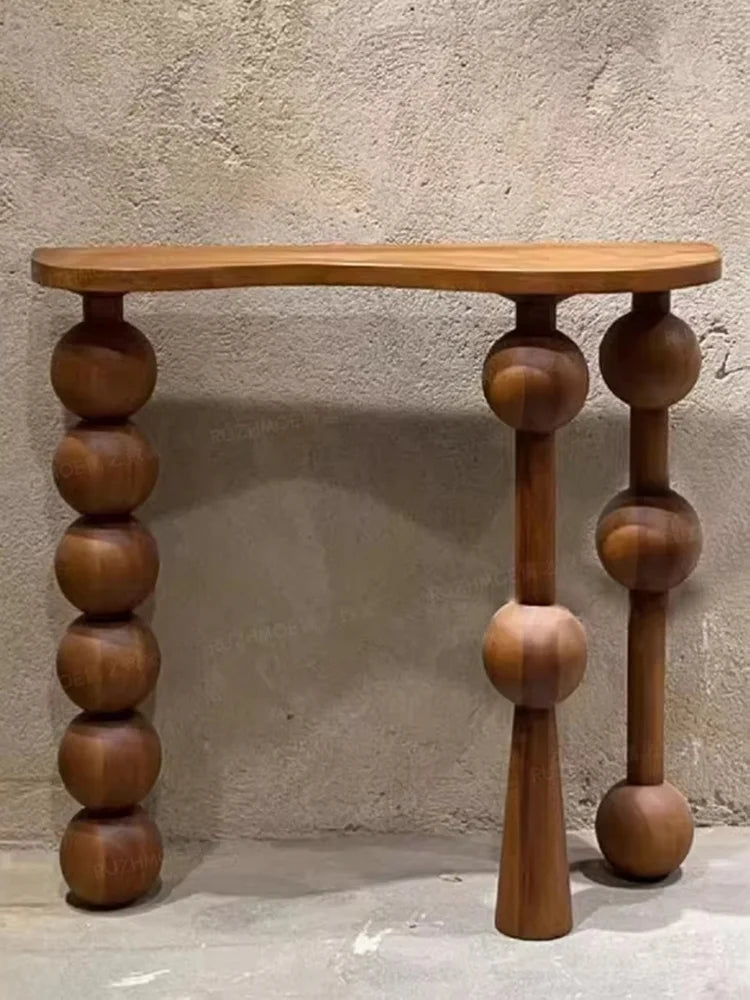 Aged Solid Wood Entryway Console Table