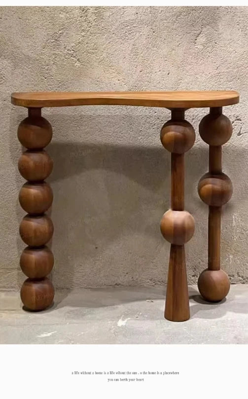 Aged Solid Wood Entryway Console Table