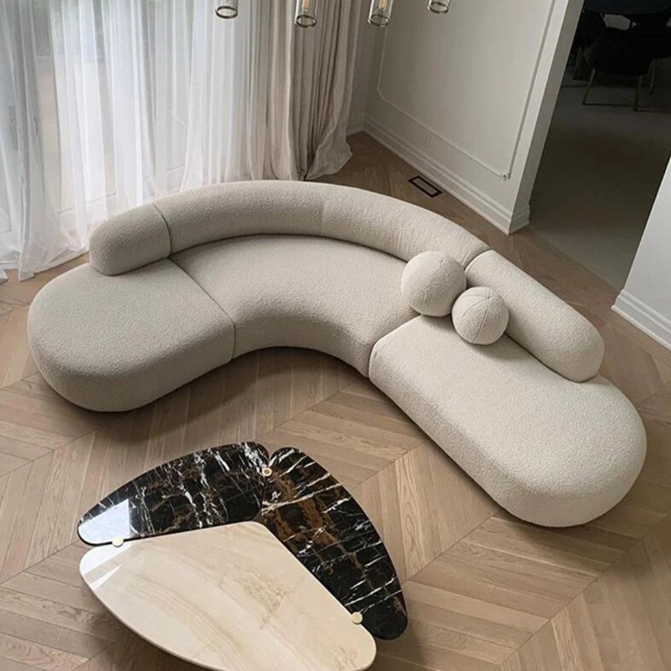 Italian Boucle Modern Curved Sofa