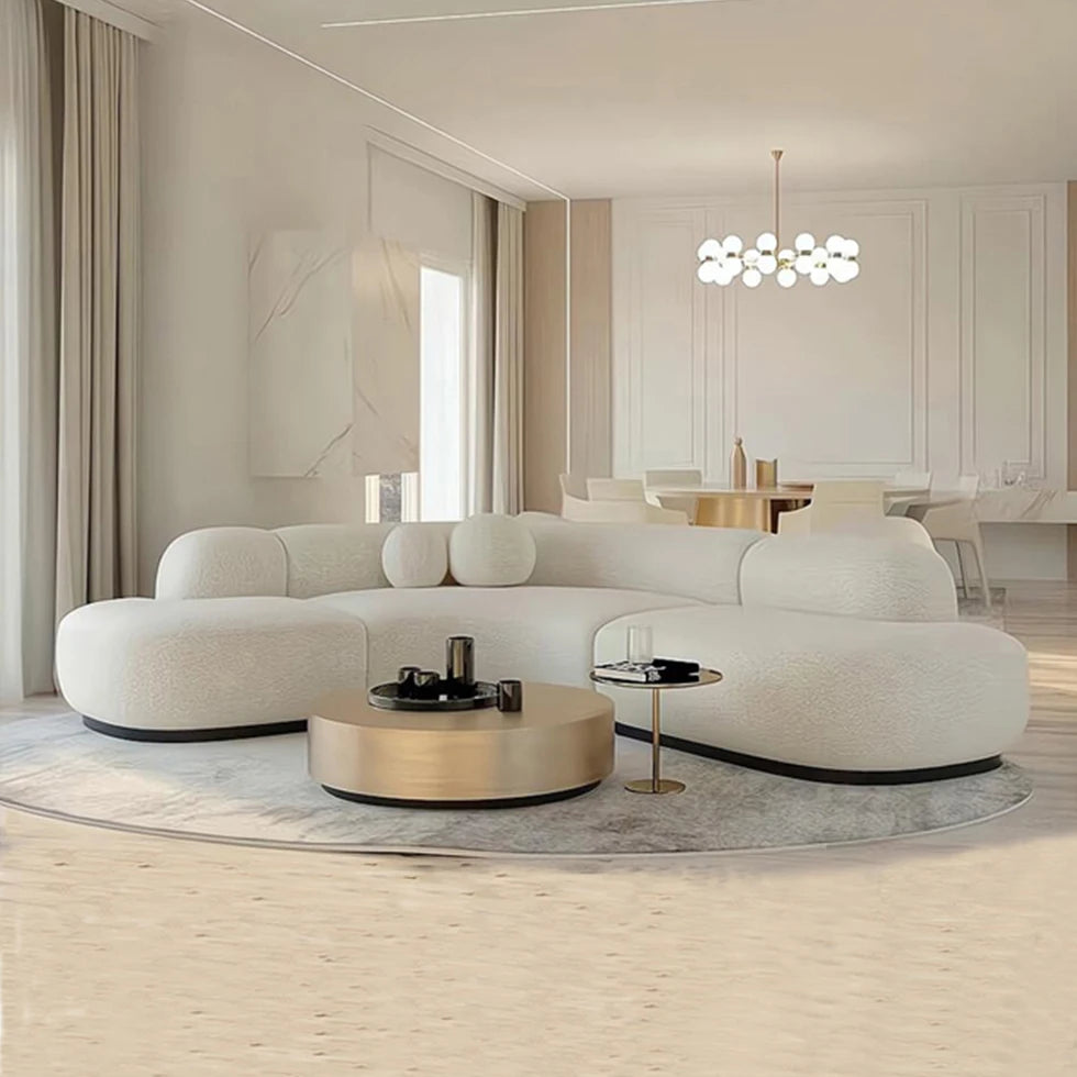 Italian Boucle Modern Curved Sofa