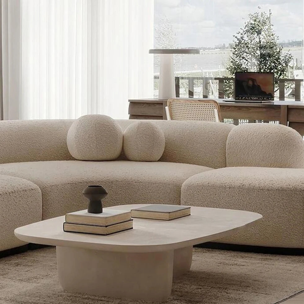 Italian Boucle Modern Curved Sofa