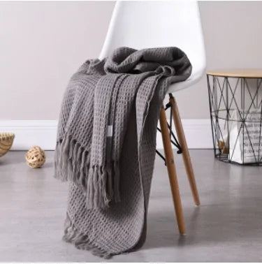 Waffle Knitted Wool Blanket
