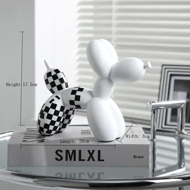 Nordic Checkerboard Balloon Dog Sculpture