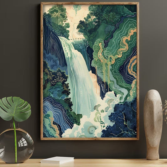 Japanese Waterfall Landscape - Wall Art