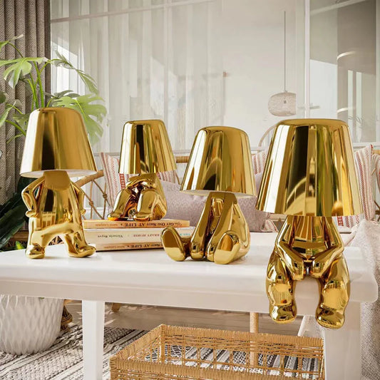 Cute Golden Man  - Cordless Table Lamp