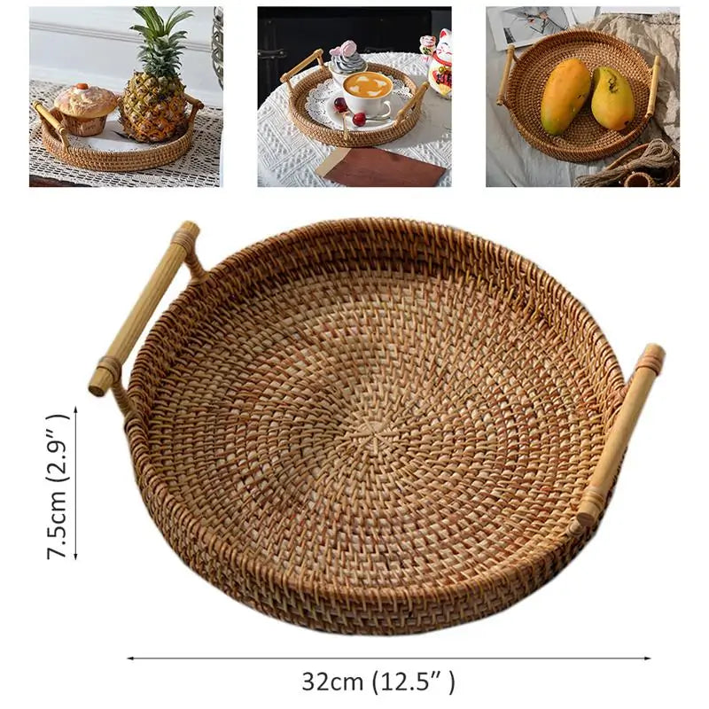 Handwoven Rattan Serving Tray