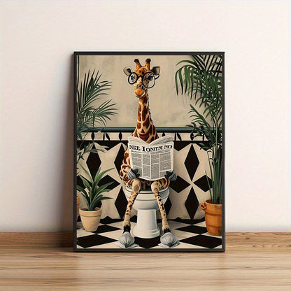 Giraffe on Toilet  - Wall Art
