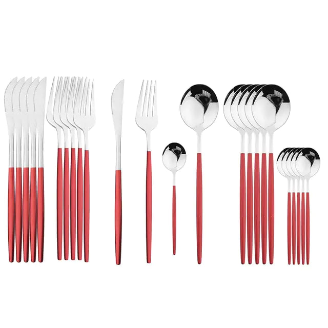 Everyday Cutlery Set - 24pcs, Vibrant Colours