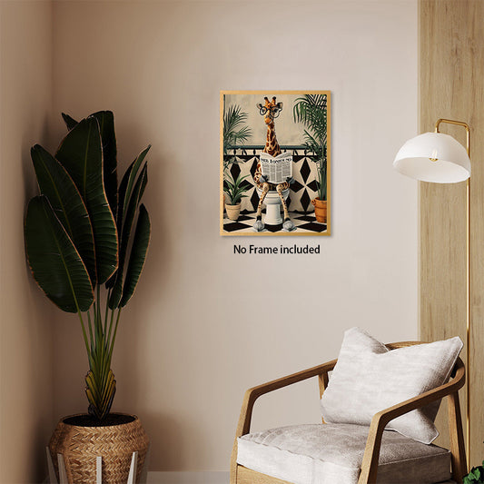 Giraffe on Toilet - Wall Art