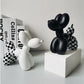 Nordic Checkerboard Balloon Dog Sculpture