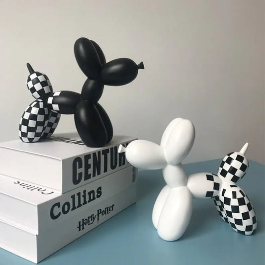 Nordic Checkerboard Balloon Dog Sculpture