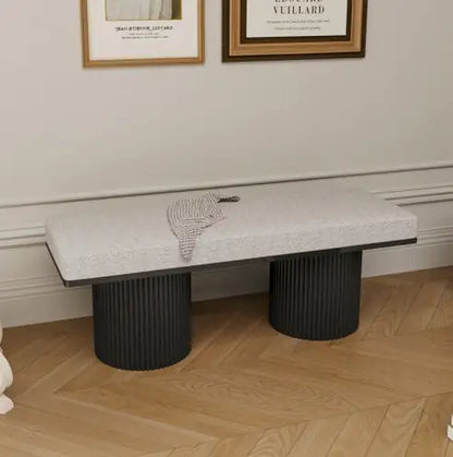 Boucle Sofa Bench With Black Chunky Legs