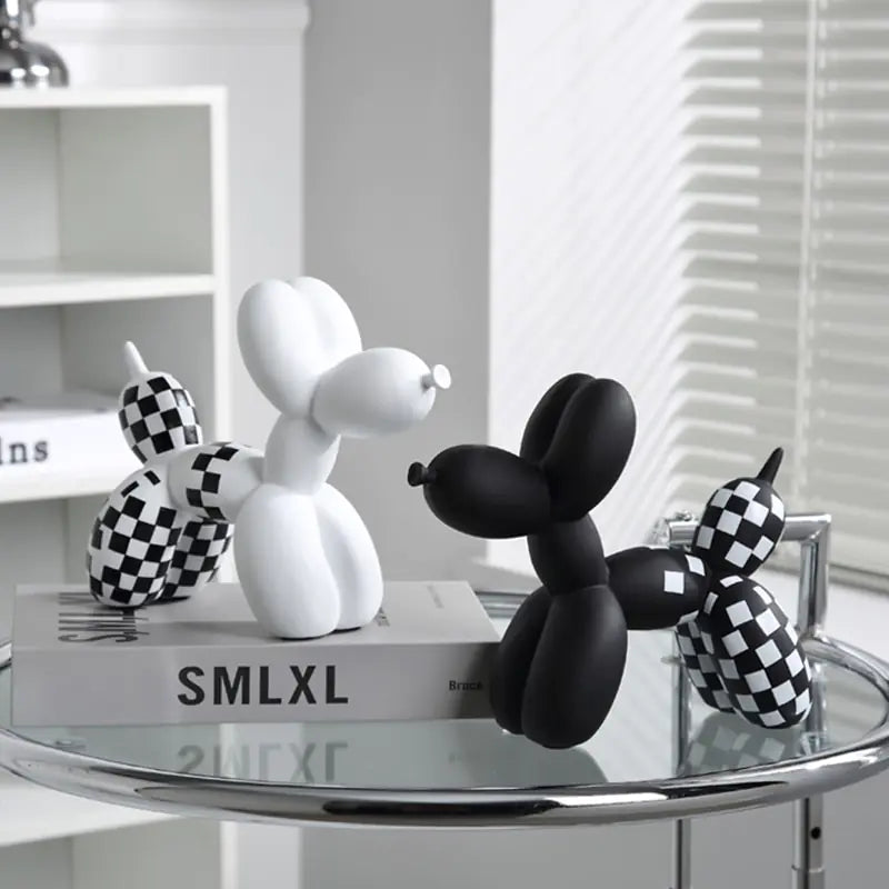 Nordic Checkerboard Balloon Dog Sculpture