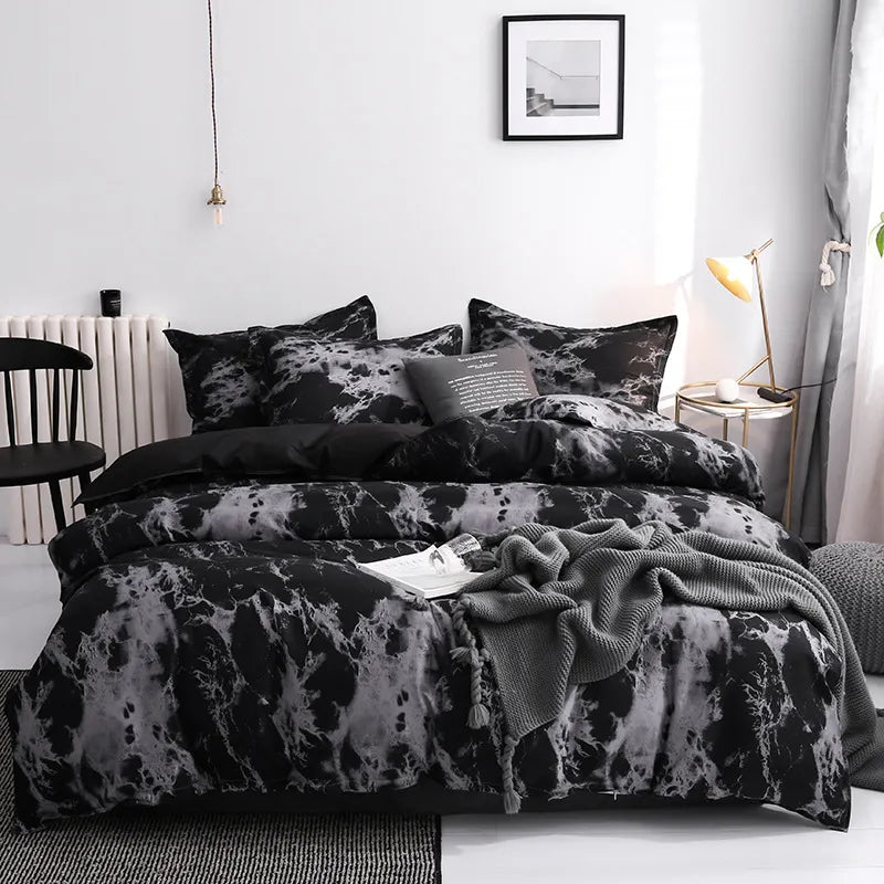 Marble Finish - 3pcs Duvet Quilt Cover Set