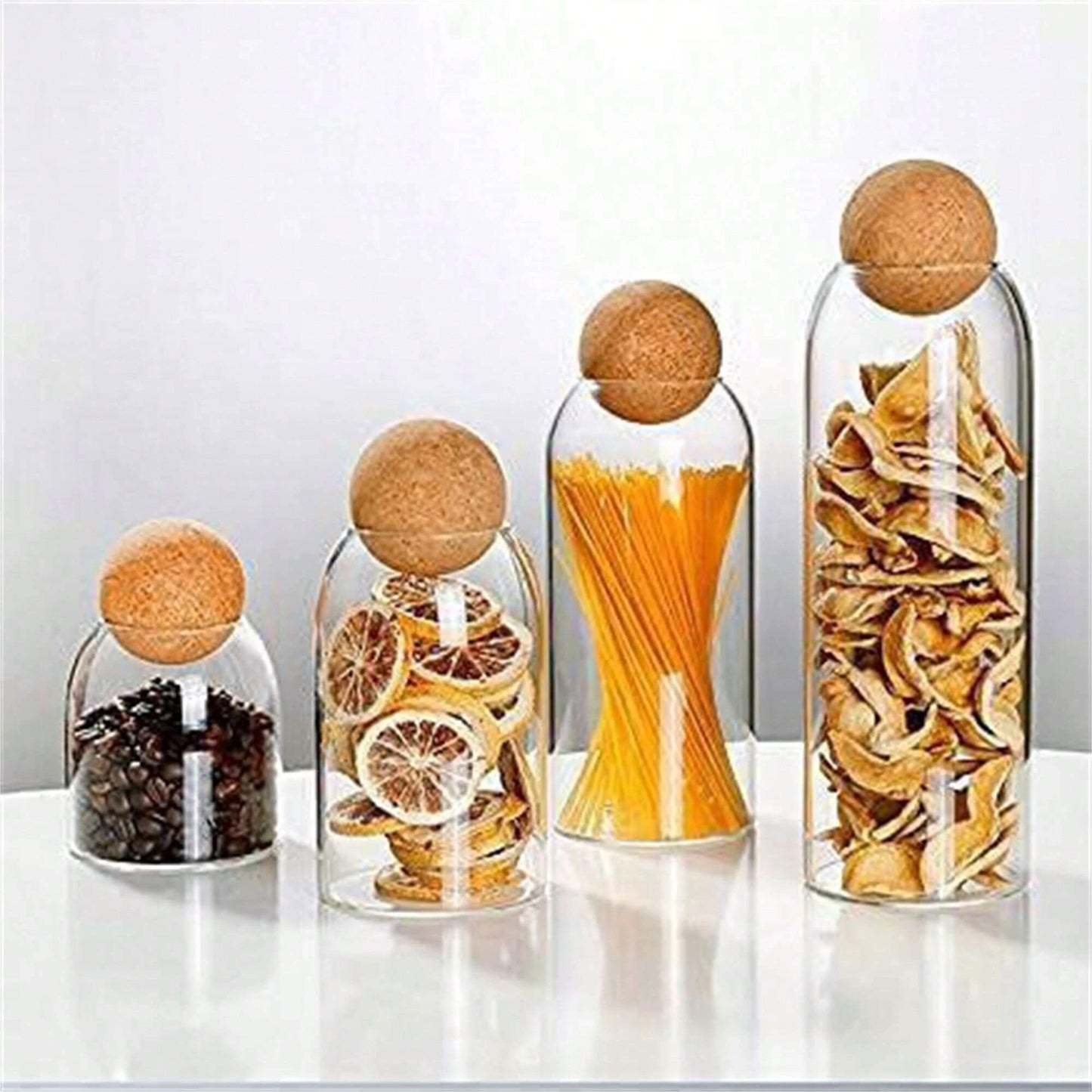 Glass Food Storage Canister With Airtight Cork Lid