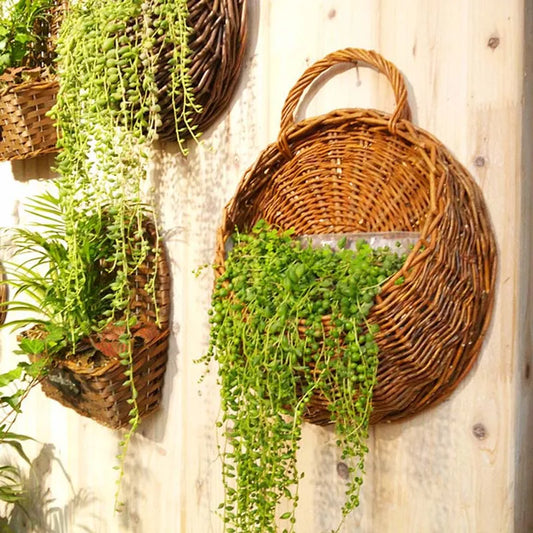 Hand Made Wicker Rattan Flower Planter Basket