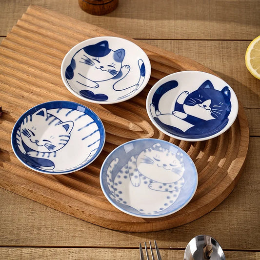 Japanese Lucky Cat Ceramic Dessert Sauce Plate