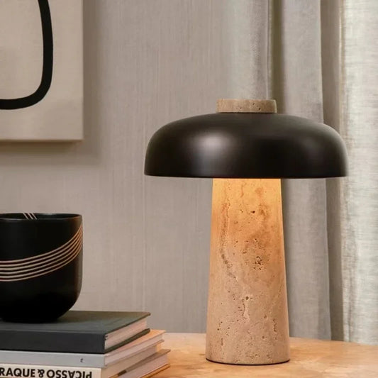 Natural Travertine Nordic Table Lamp