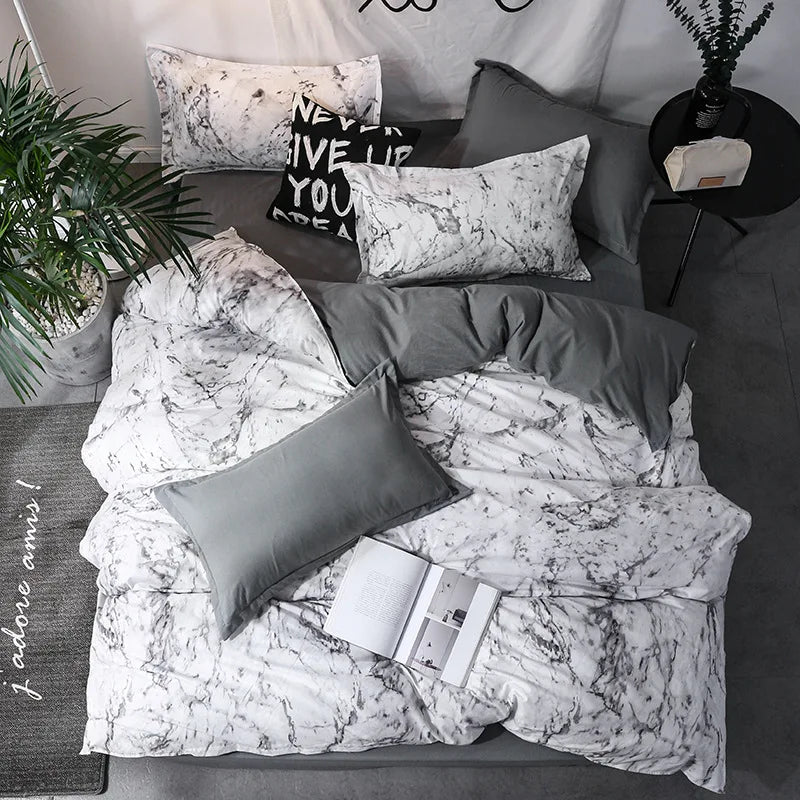 Marble Finish - 3pcs Duvet Quilt Cover Set