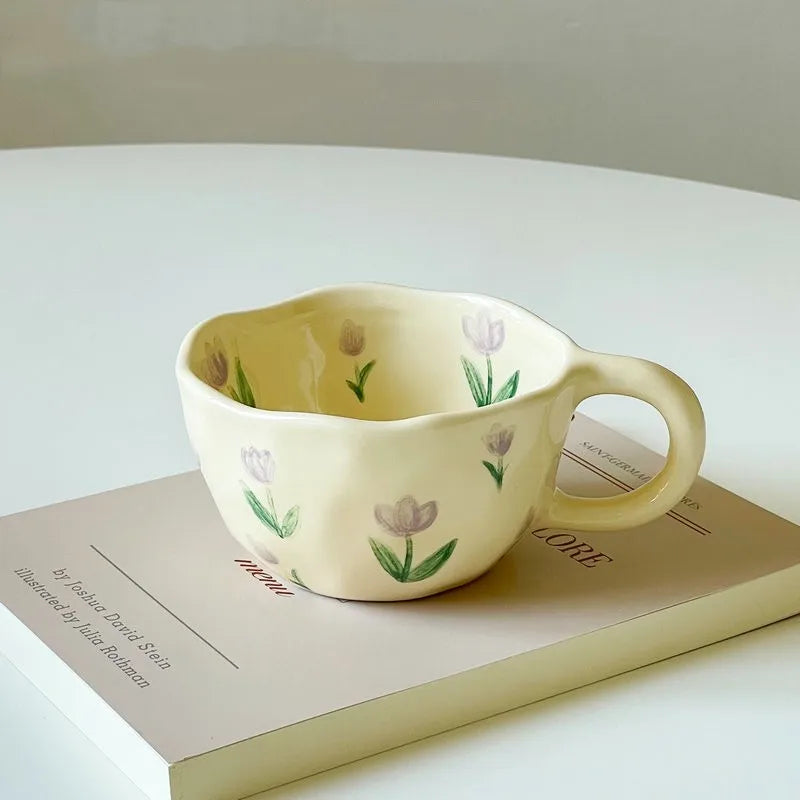 Hand Pinched Flower Coffee Mugs