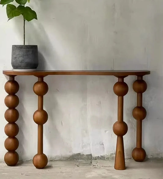Aged Solid Wood Entryway Console Table