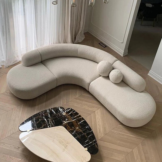 Italian Boucle Modern Curved Sofa