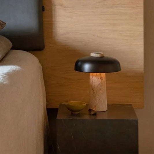 Natural Travertine Nordic Table Lamp