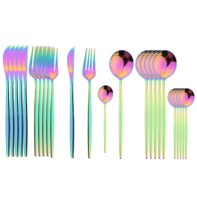 Everyday Cutlery Set - 24pcs, Vibrant Colours