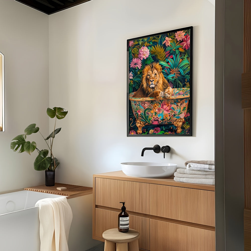 Lion & Leopard in Bathtubs - Wall Art Set of 2