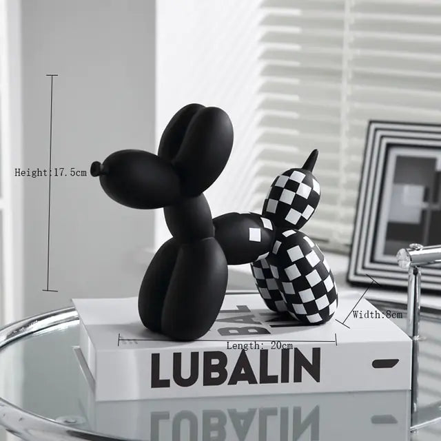 Nordic Checkerboard Balloon Dog Sculpture