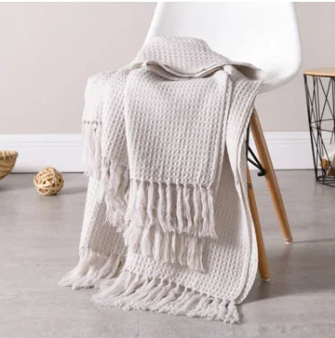 Waffle Knitted Wool Blanket