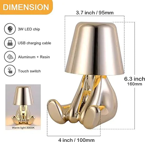 Cute Golden Man  - Cordless Table Lamp